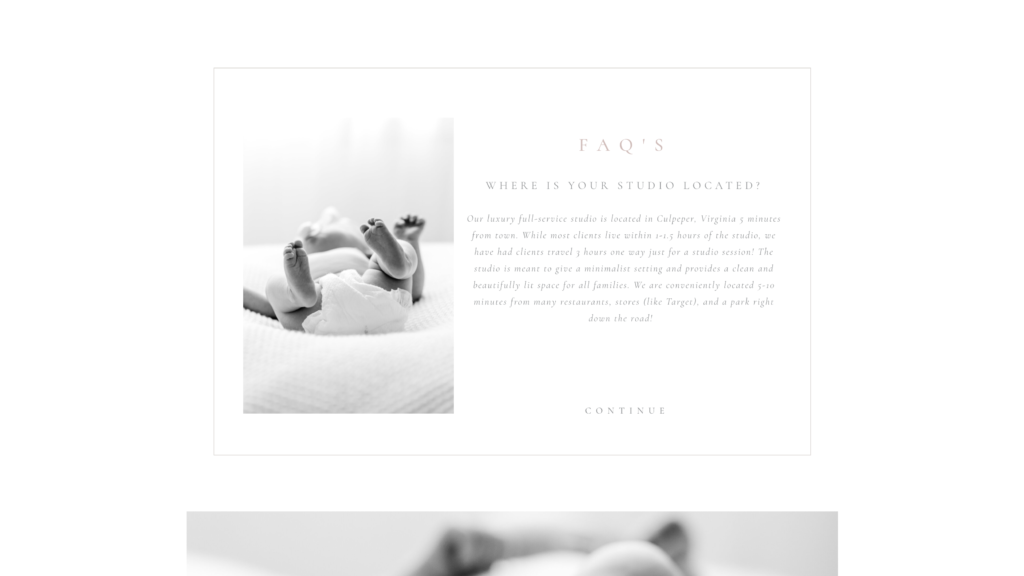 Jessica Green Photography Website Refresh Family FAQ Section