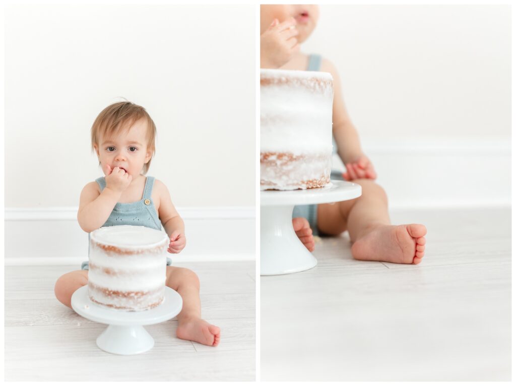 A closeup of a baby's toes at her cake smash session by Northern Virginia Family Photographer