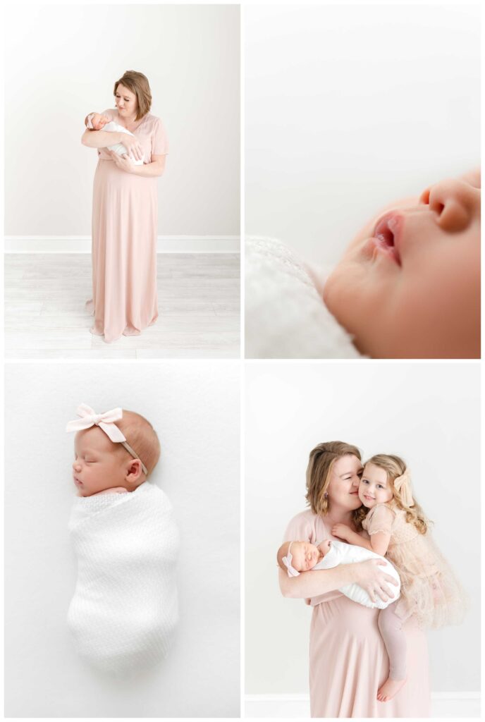 A collage of newborn photos in our Warrenton studio by Georgetown Newborn Photographer