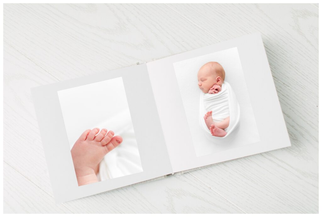 A photo showing the inside of a flushmount album by Jessica Green Photography